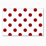 Polka Dots - Dark Candy Apple Red on White Postcards 5  x 7  (Pkg of 10)