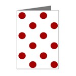 Polka Dots - Dark Candy Apple Red on White Mini Greeting Card