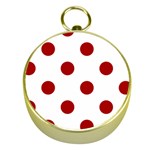 Polka Dots - Dark Candy Apple Red on White Gold Compass