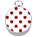 Polka Dots - Dark Candy Apple Red on White Silver Compass