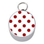 Polka Dots - Dark Candy Apple Red on White Silver Compass (Mini)