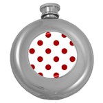 Polka Dots - Dark Candy Apple Red on White Hip Flask (5 oz)
