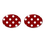 Polka Dots - White on Dark Red Cufflinks (Oval)
