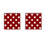 Polka Dots - White on Dark Red Cufflinks (Square)