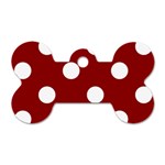 Polka Dots - White on Dark Red Dog Tag Bone (One Side)