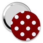 Polka Dots - White on Dark Red 3  Handbag Mirror