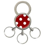 Polka Dots - White on Dark Red 3-Ring Key Chain