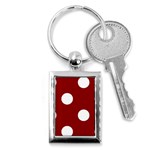 Polka Dots - White on Dark Red Key Chain (Rectangle)