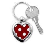 Polka Dots - White on Dark Red Key Chain (Heart)