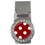 Polka Dots - White on Dark Red Money Clip (CZ)