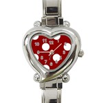 Polka Dots - White on Dark Red Heart Italian Charm Watch