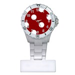 Polka Dots - White on Dark Red Nurses Watch