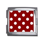 Polka Dots - White on Dark Red Mega Link Italian Charm (18mm)