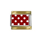 Polka Dots - White on Dark Red Gold Trim Italian Charm (9mm)