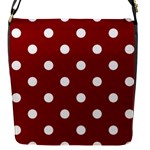 Polka Dots - White on Dark Red Flap Closure Messenger Bag (S)
