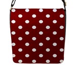 Polka Dots - White on Dark Red Flap Closure Messenger Bag (L)