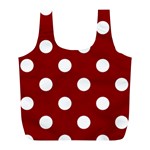 Polka Dots - White on Dark Red Full Print Recycle Bag (L)