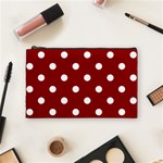 Polka Dots - White on Dark Red Cosmetic Bag (M)