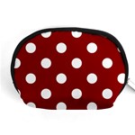 Polka Dots - White on Dark Red Accessory Pouch (Medium)