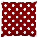Polka Dots - White on Dark Red Large Cushion Case (Two Sides)
