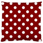 Polka Dots - White on Dark Red Large Flano Cushion Case (Two Sides)