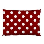 Polka Dots - White on Dark Red Pillow Case (Two Sides)
