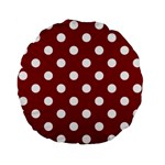 Polka Dots - White on Dark Red Standard 15  Premium Flano Round Cushion