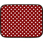Polka Dots - White on Dark Red Fleece Blanket (Mini)
