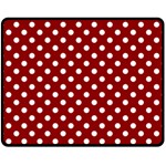 Polka Dots - White on Dark Red Fleece Blanket (Medium) (One Side)