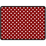 Polka Dots - White on Dark Red Double Sided Fleece Blanket (Large) (Two Sides)