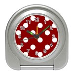 Polka Dots - White on Dark Red Desk Alarm Clock