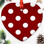 Polka Dots - White on Dark Red Heart Ornament (Two Sides)