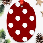 Polka Dots - White on Dark Red Ornament (Oval)