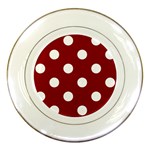 Polka Dots - White on Dark Red Porcelain Plate