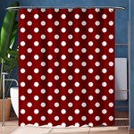 Polka Dots - White on Dark Red Shower Curtain 60  x 72  (Medium)