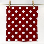 Polka Dots - White on Dark Red Face Towel