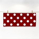 Polka Dots - White on Dark Red Hand Towel