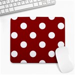 Polka Dots - White on Dark Red Large Mousepad