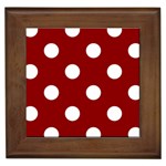Polka Dots - White on Dark Red Framed Tile