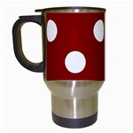 Polka Dots - White on Dark Red Travel Mug (White)