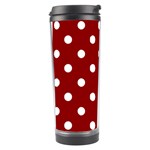 Polka Dots - White on Dark Red Travel Tumbler