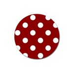 Polka Dots - White on Dark Red Magnet 3  (Round)