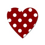 Polka Dots - White on Dark Red Magnet (Heart)