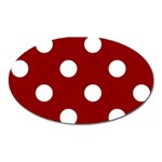 Polka Dots - White on Dark Red Magnet (Oval)
