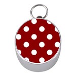 Polka Dots - White on Dark Red Silver Compass (Mini)