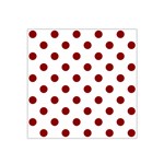 Polka Dots - Dark Red on White Satin Bandana Scarf