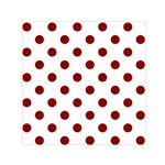 Polka Dots - Dark Red on White Small Satin Scarf  (Square)