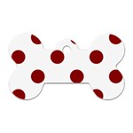 Polka Dots - Dark Red on White Dog Tag Bone (One Side)