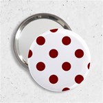 Polka Dots - Dark Red on White 2.25  Handbag Mirror