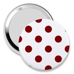 Polka Dots - Dark Red on White 3  Handbag Mirror